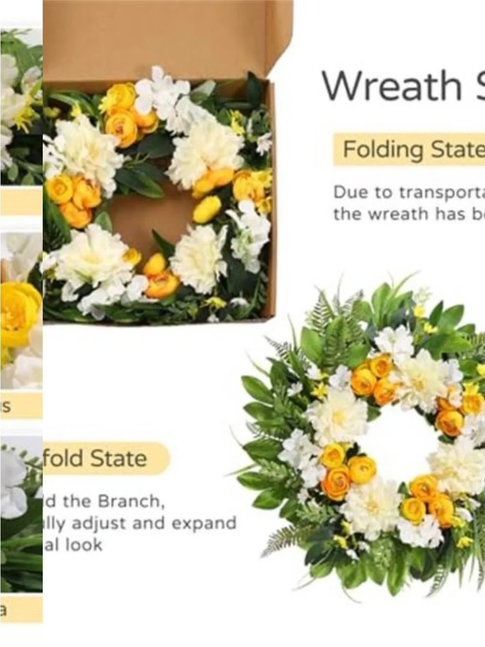 24 Inch Spring Wreath Floral with Peony Ranunculus Hydrangea Flower